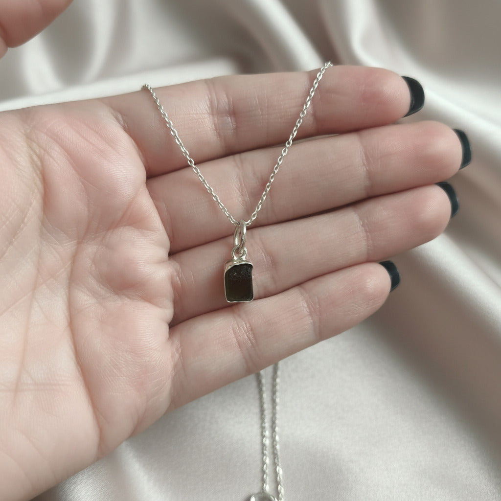 Colgante Moldavita en Plata de Ley 925 - Piedra Natural Transformadora