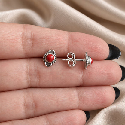 Pendientes de Plata de Ley 925 y Coral