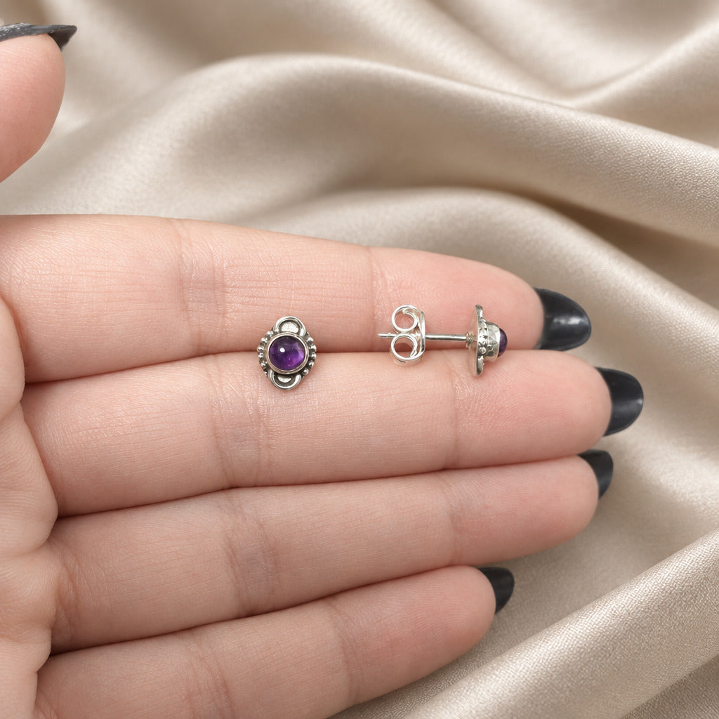 Pendientes de Plata de Ley 925 y Amatista, Joyas de Protección y Espiritualidad