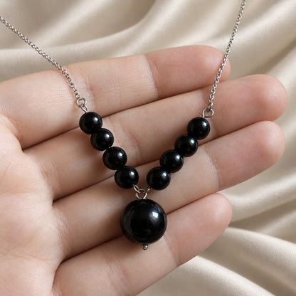 Gargantilla de Plata de Ley y Piedras de Ónix Negro Natural