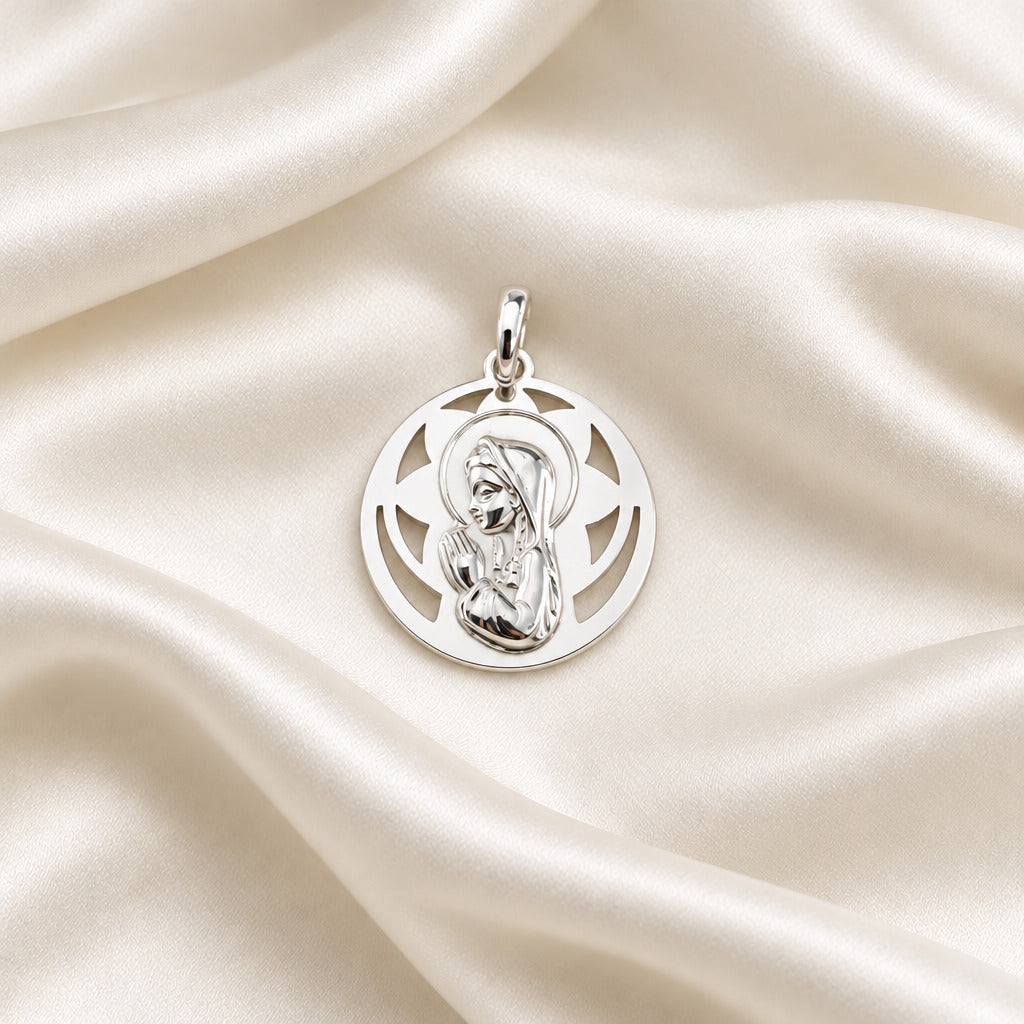 Medalha Nossa Senhora Menina em prata de lei, 20 mm