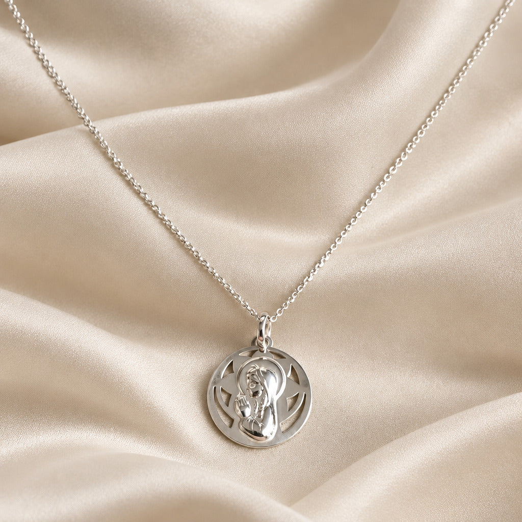 Medalha Nossa Senhora Menina em prata de lei, 20 mm