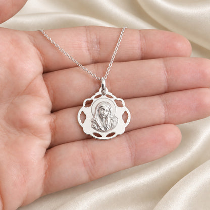 Colgante Medalla Virgen Niña de Plata de Ley 20 mm
