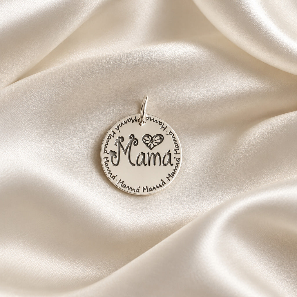 Colgante Medalla Mamá de Plata de Ley 925 de 25 mm