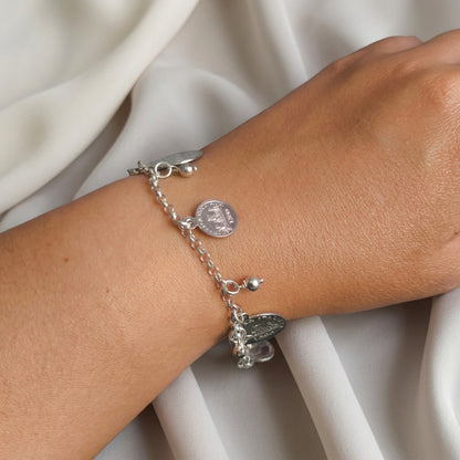 Pulsera de Plata de Ley 925 con Monedas Italia L.500