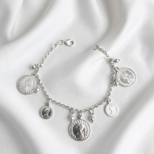 Pulsera de Plata de Ley 925 con Monedas Italia L.500