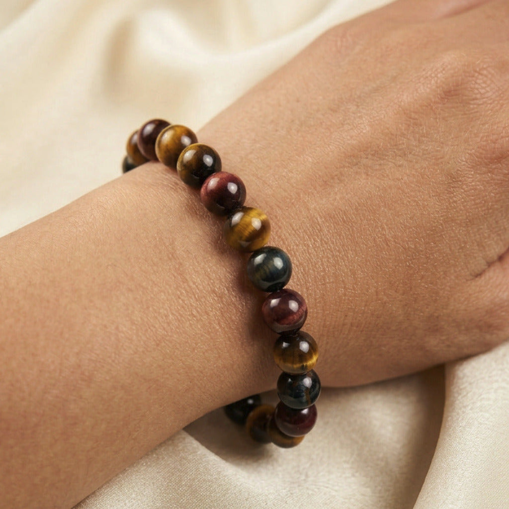 Bracelet Triple Protection (Œil de Tigre, Œil de Faucon et Œil de Bœuf)