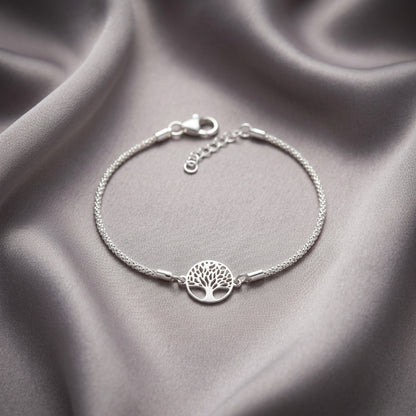 Pulsera Árbol de la Vida de Plata de Ley 925 con Cadena Core | Plata y Magia