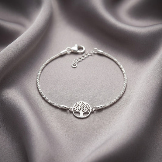 Pulsera Árbol de la Vida de Plata de Ley 925 con Cadena Core | Plata y Magia