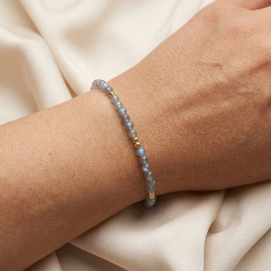Pulsera de Labradorita y Plata de Ley Chapada en Oro | Plata y Magia
