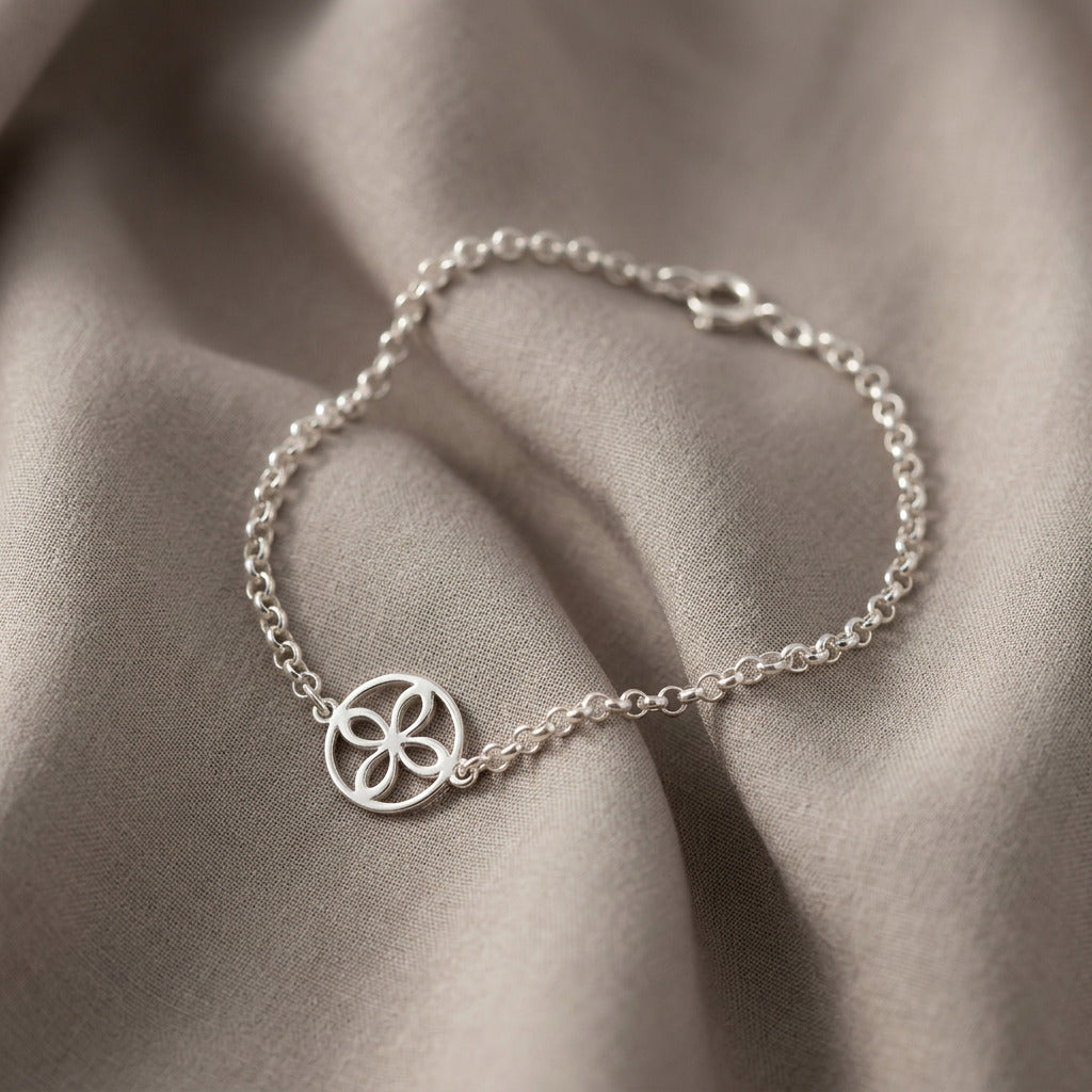 Pulsera de Sigilo de la Abundancia de Plata de Ley 925 con Cadena Rolo | Plata y Magia