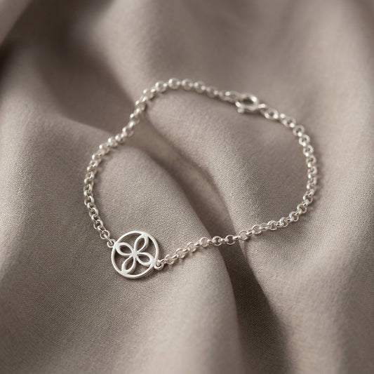 Pulsera de Sigilo de la Abundancia de Plata de Ley 925 con Cadena Rolo | Plata y Magia