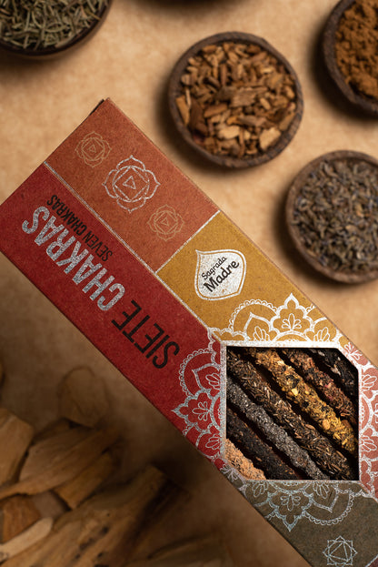 Incienso Artesanal 7 Chakras - Varillas de Duración Extra (50 min) para Armonía Total