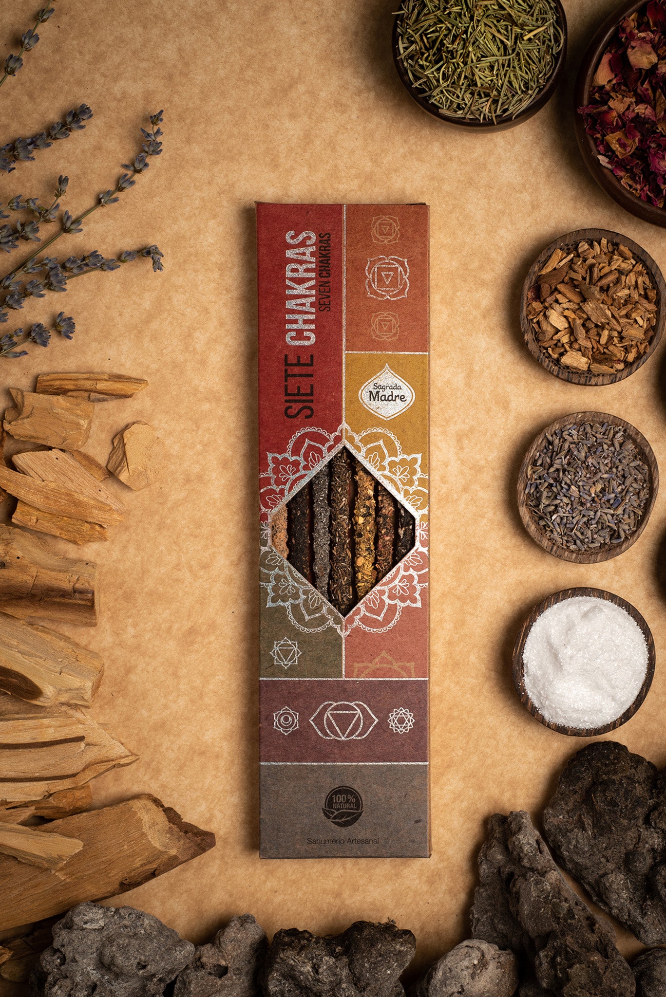 Incienso Artesanal 7 Chakras - Varillas de Duración Extra (50 min) para Armonía Total