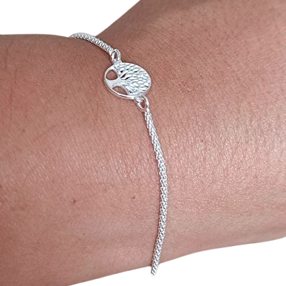 Pulsera "Axis Mundi": Árbol de la Vida en Plata y Cadena Coreana