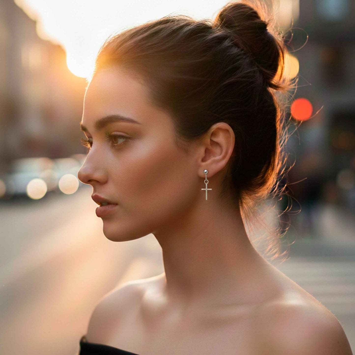 Pendientes "Cruz de la Fe" en Plata de Ley | Protección y Delicadeza Mística