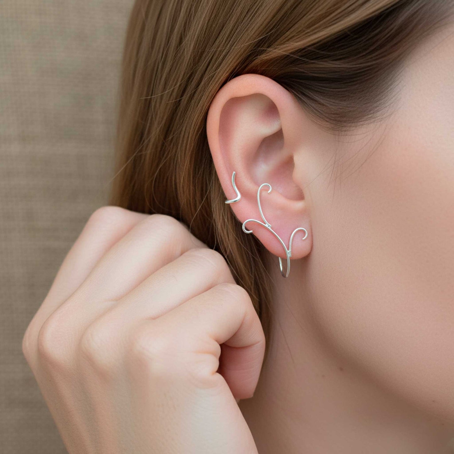 Pendientes Trepadores Enredadera en Plata de Ley 925 - Magia del Bosque y Ascenso