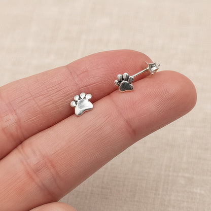 Pendientes de Huella de Mascota en Plata de Ley 925 - Joya de Botón y Regalo Emocional de Conexión Espiritual
