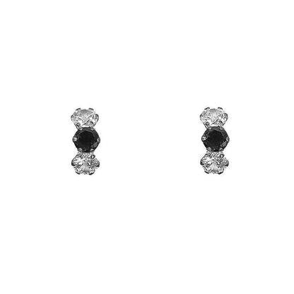 Pendientes Trilogía de Plata de Ley 925 con Circonitas y Color Central (3.3 x 8 mm)