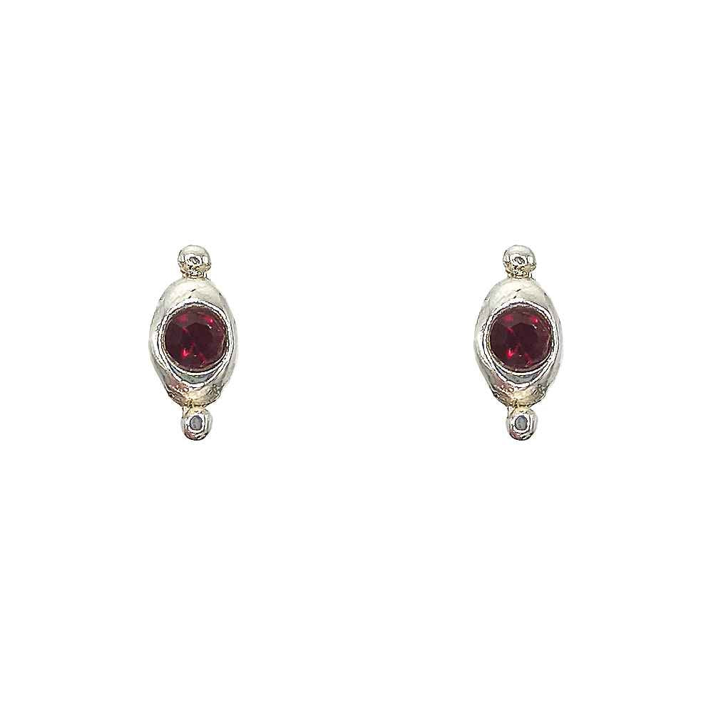 Pendientes de Plata de Ley 925 'Línea de Luz' con Circonita de Color Central (7.8 x 4 mm)