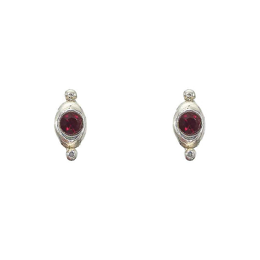 Pendientes de Plata de Ley 925 'Línea de Luz' con Circonita de Color Central (7.8 x 4 mm)