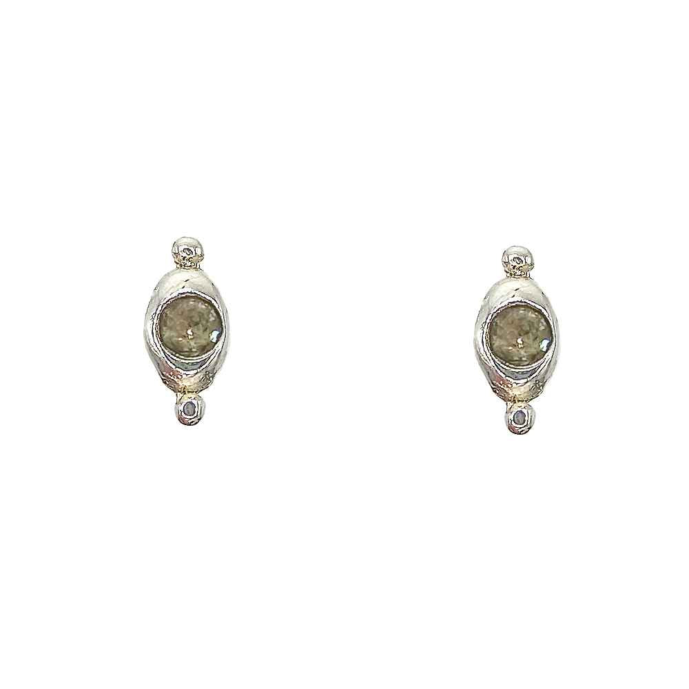 Pendientes de Plata de Ley 925 'Línea de Luz' con Circonita de Color Central (7.8 x 4 mm)