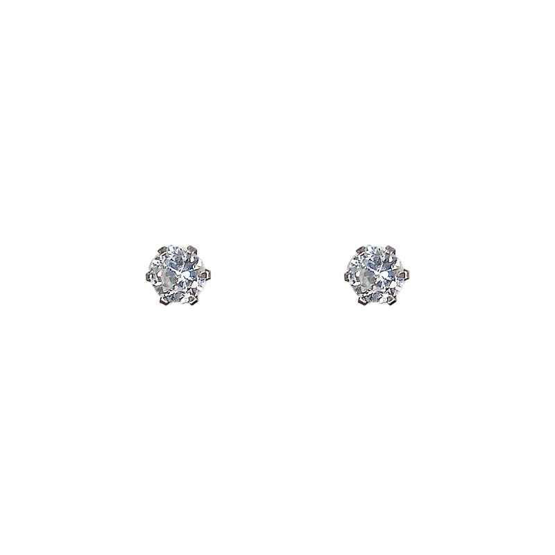 Pendientes de Tacha Clásicos en Plata de Ley 925 con Circonita Blanca (3 mm)