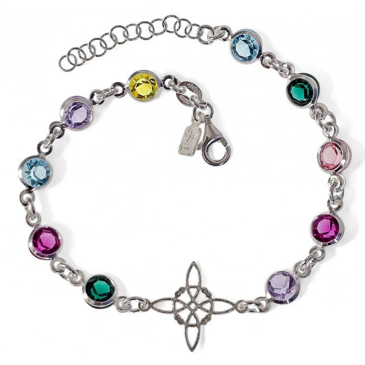 Pulsera "Escudo Cromático" Nudo de Bruja & Chakras en Plata 925