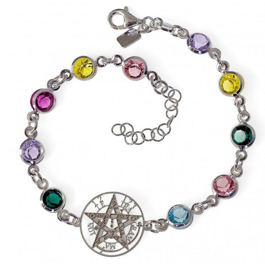 Pulsera "Escudo Divino" Tetragramatón y Equilibrio de Chakras en Plata 925