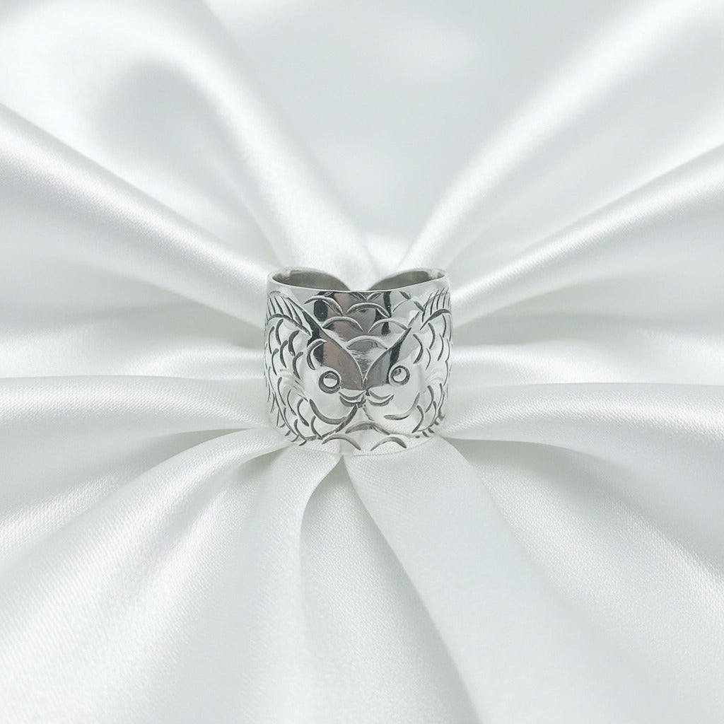 Anillo de Peces en Plata de Ley 925 - Amuleto de Abundancia y Protección