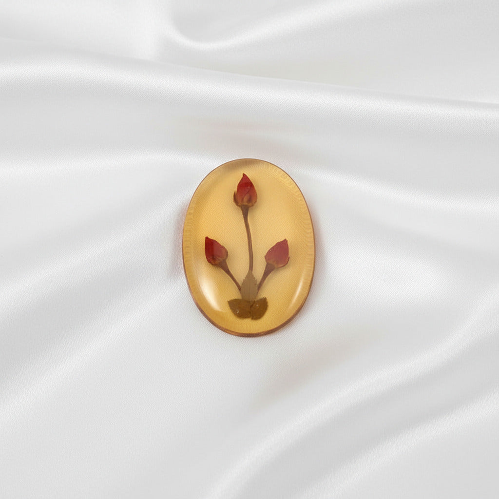 Colgante y Broche 2 en 1 de Plata de Ley 925 con Flor Natural Encapsulada - Joya Botánica Ovalada para Regalo Exclusivo