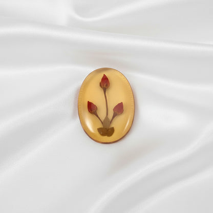 Colgante y Broche 2 en 1 de Plata de Ley 925 con Flor Natural Encapsulada - Joya Botánica Ovalada para Regalo Exclusivo