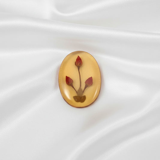 Colgante y Broche 2 en 1 de Plata de Ley 925 con Flor Natural Encapsulada - Joya Botánica Ovalada para Regalo Exclusivo