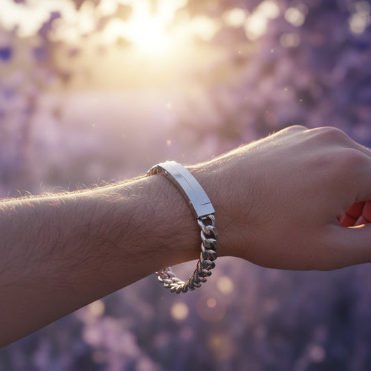 Pulsera de Identidad "Iron Shield" – Eslabón Grumet 10mm en Acero Rodiado (21 cm)