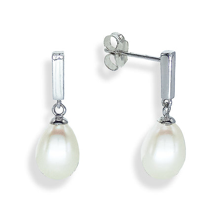 Pendientes "Lágrima de Luna" - Perla Cultivada y Plata de Ley Rodiada (20mm) - Amuleto de Serenidad y Sabiduría Femenina