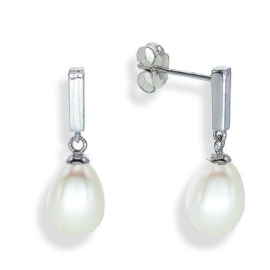Pendientes "Lágrima de Luna" - Perla Cultivada y Plata de Ley Rodiada (20mm) - Amuleto de Serenidad y Sabiduría Femenina