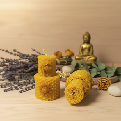 Pack Abundancia Natural con Vela de Miel y Pulsera de Aventurina Verde - Amuleto de Prosperidad para Regalo Místico