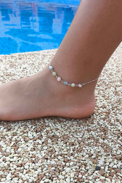 Tobillera de Plata de Ley 925 con Ágatas Naturales - Talismán Energético Ajustable