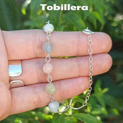 Tobillera de Plata de Ley 925 con Ágatas Naturales - Talismán Energético Ajustable