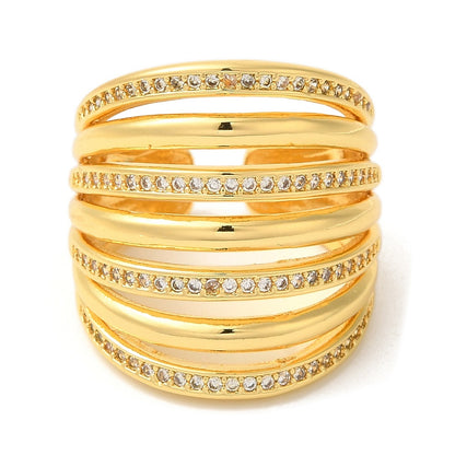 Anillo Espiral de Luz Ajustable con Circonitas Blancas