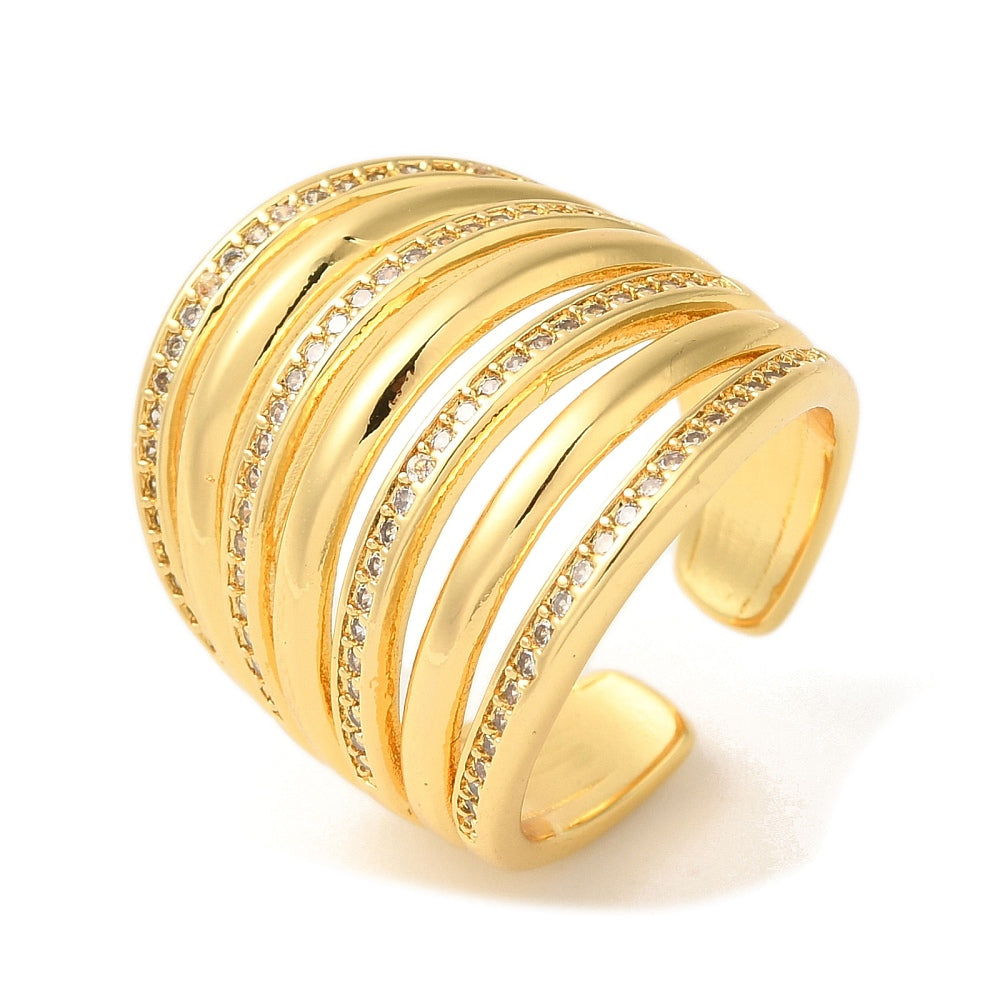 Anillo Espiral de Luz Ajustable con Circonitas Blancas