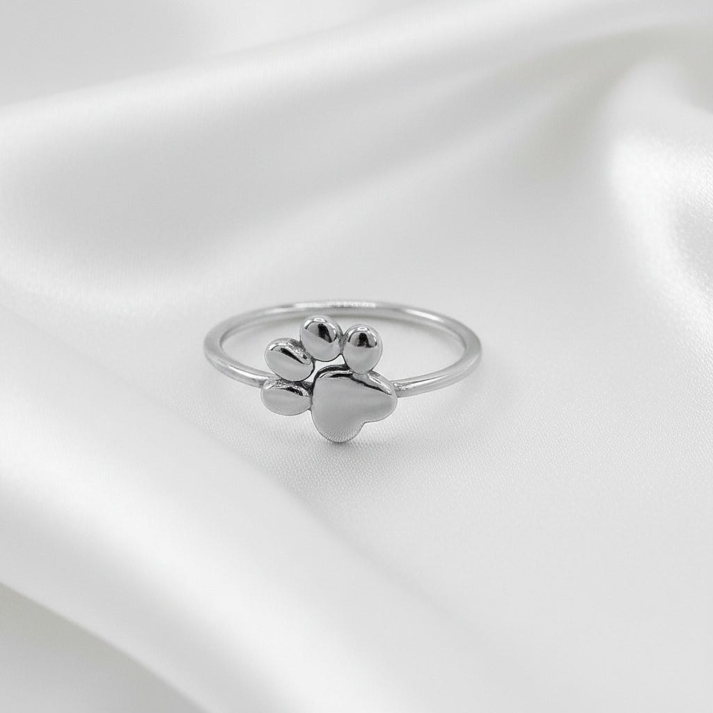 Anillo de Huella de Mascota en Plata de Ley 925 Rodiada - Sortija Fina de 8mm para Regalo Emocional