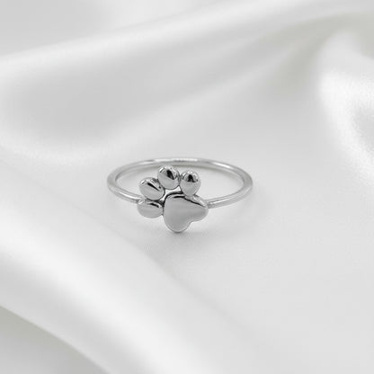Anillo de Huella de Mascota en Plata de Ley 925 Rodiada - Sortija Fina de 8mm para Regalo Emocional