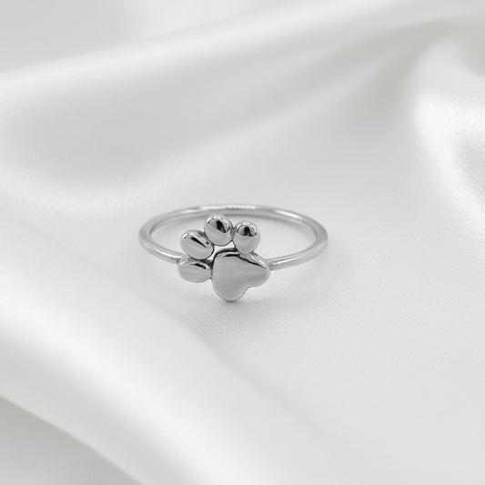 Anillo de Huella de Mascota en Plata de Ley 925 Rodiada - Sortija Fina de 8mm para Regalo Emocional