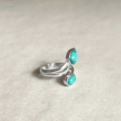 Anillo Ajustable de Turquesa Natural - Talismán Místico de Protección y Sanación Espiritual