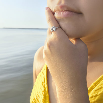 Anillo de Huella de Mascota en Plata de Ley 925 Rodiada - Sortija Fina de 8mm para Regalo Emocional