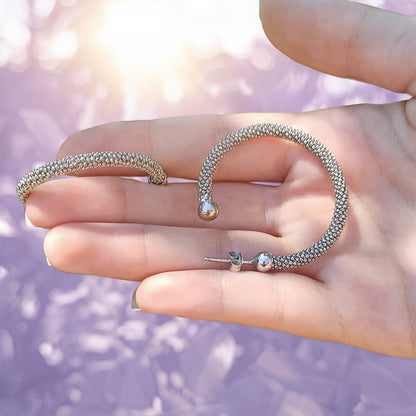 Aros "Eternal Mesh" – Pendientes de Malla Tejida en Plata de Ley 925 (37 mm)