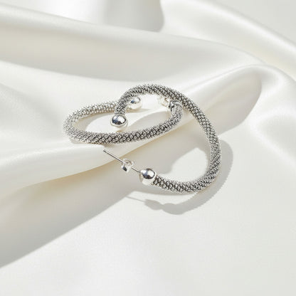 Aros "Eternal Mesh" – Pendientes de Malla Tejida en Plata de Ley 925 (37 mm)