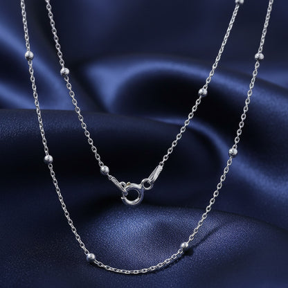 Cadena 50 cm de Plata de Ley 925 Combinada con Bolas - Amuleto de Fluidez y Regalo Místico de Protección