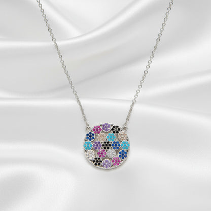 Gargantilla con Colgante Mandala en Plata de Ley 925 Rodiada y Circonitas de Colores - Regalo Elegante para Mujer